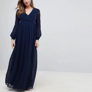 Little Mistress Maternity Maxi W/Lace Sleeves